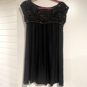 Alice + Olivia Black Beaded Silk Dress, S
